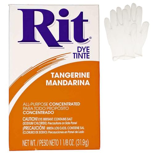 All Purpose Concentrated Rit Dye Powder Single Pack with Plastic Gloves for Clothing Dcor and Crafts Tangerine
