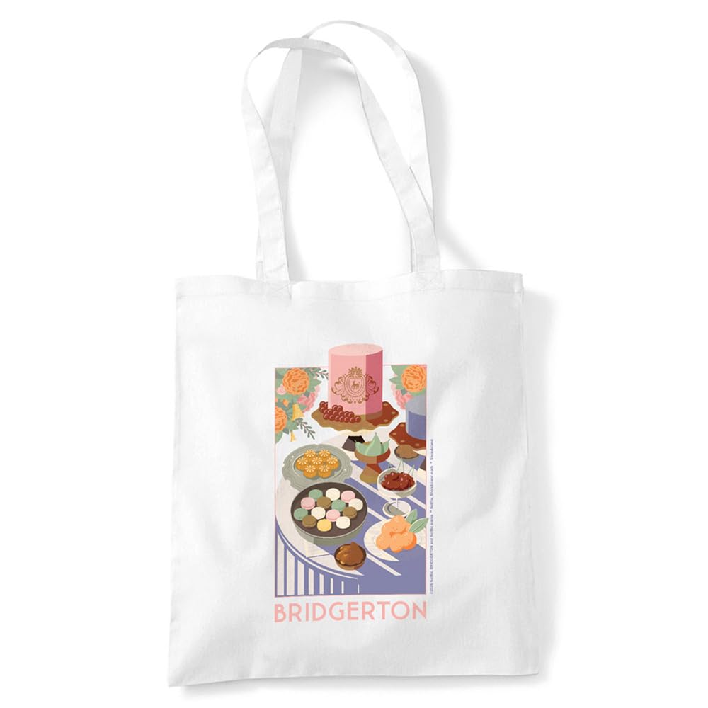 Bridgerton Treats Grocery Travel Reusable Tote Bag, White