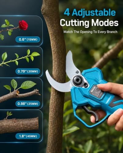 Image of SEESII Electric Pruning Shears, 1.8 inch Cut Cordless Pruner, 2x4.0Ah Batteries