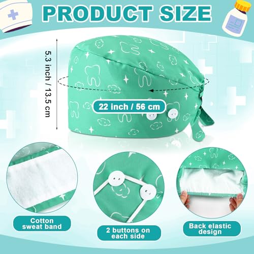 Image of Unittype 4 Pcs Nurse Caps for Women Nursing Working Caps with Button and Sweatband Adjustable Elastic Scrub Hats for Dentist