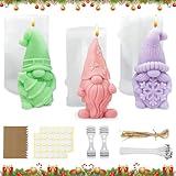 3 Stück Silikonform Weihnachten Wichtel, Silikonformen Gießformen, 3D Wichtel Silikonform, Silikon Gießform Wichtel Weihnachten, Kerzenformen zum Gießen für DIY Kerzenherstellung Handwerk