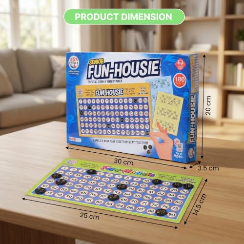 Image of Ratna's Fun Housie Senior, 180 Tickets Board Game, 1-90 Numbers, Fixing Checking Board, Family Party Games
