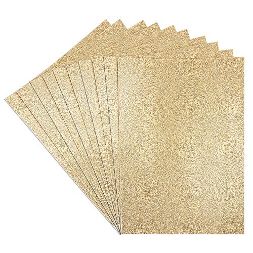 Ideen mit Herz Moosgummi-Platten mit Glitzer | selbstklebend | DIN A4 | 2mm | 10 Bogen | Bastelschaumstoff, EVA-Platten | ideal zum Basteln (gold)