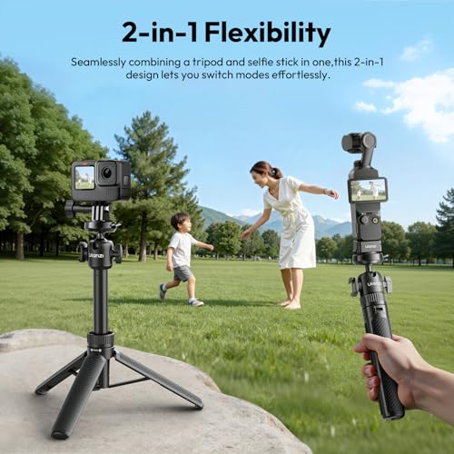 Image of ULANZI MT90 2-in-1 Selfie Stick Tripod with CKA Quick Release, 5-Section Adjustable Aluminum Stand, 360 Ball Head & Cold Shoe for GoPro Hero /DJI Osmo Action /Insta360, Compact Cameras