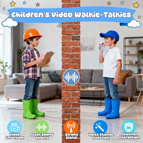Video Walkie Talkies for Kids Ages 3-12, 2 Pack Rechargeable Walkie Talkie Toys with Screen & 4 Voice Changers, Long Range Two Way Radios for Indoor Outdoor Games, Birthday Gifts for Boys — view 2