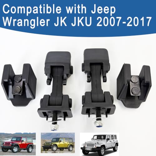 Image of 1 Pair Hood Latch Compatible with Jeep Wrangler JK JKU 2007 2008 2009 2010 2011 2012 2013 2014 2015 2016 2017 with Bracket 55395653AF Hood Catch