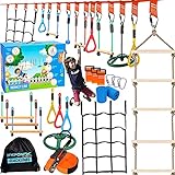 Hyponix 48' Ninja Warrior Obstacle Course for Kids - Weatherproof - Ninja Slackline - Kids Obstacle Course - Ninja Course for Kids Outside - Ninja Kids - Slackline Obstacle Course - Ninja Slack Line