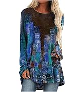 Long Shirts for Women to Wear with Leggings Hide Belly Tunic Tops Casual Long Sleeve Loose Fit Ro...