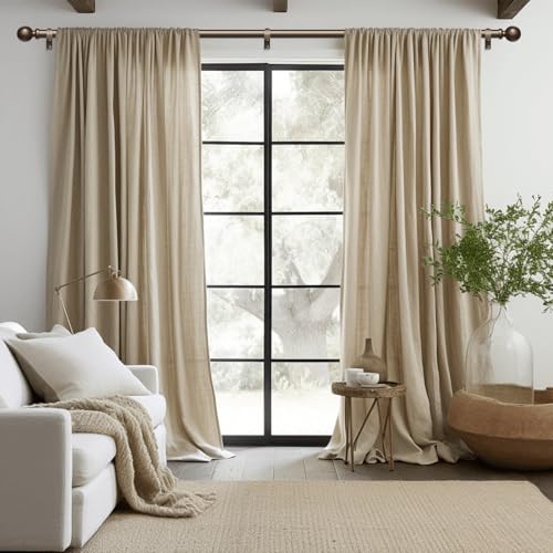 Bronze Long Curtain Rods for Windows 72 to 144 Inch, Adjustable Heavy Duty 1" Diameter Decorative Curtain Rod with Brown Round Finials, Modern Easy Install Extendable Metal Drapery Pole Set