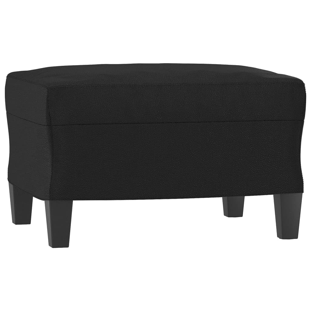 Gecheer Divano a 3 Posti con Poggiapiedi Nero 180 cm in Similpelle-PLT2852
