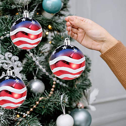 Iceyyyy 16 Pcs Independence Day Ball Ornament - 4Th Of July Patriotic Hanging Ball Decoration American Flag Ornament For Independence Day, Christmas Tree, Usa Themed Party Supplies #TOP2