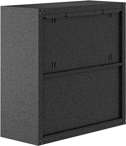 Image of Manhattan Comfort Fortress Floating Storage Cabinet, Modern Stainless-Steel Garage Cabinet, Grey