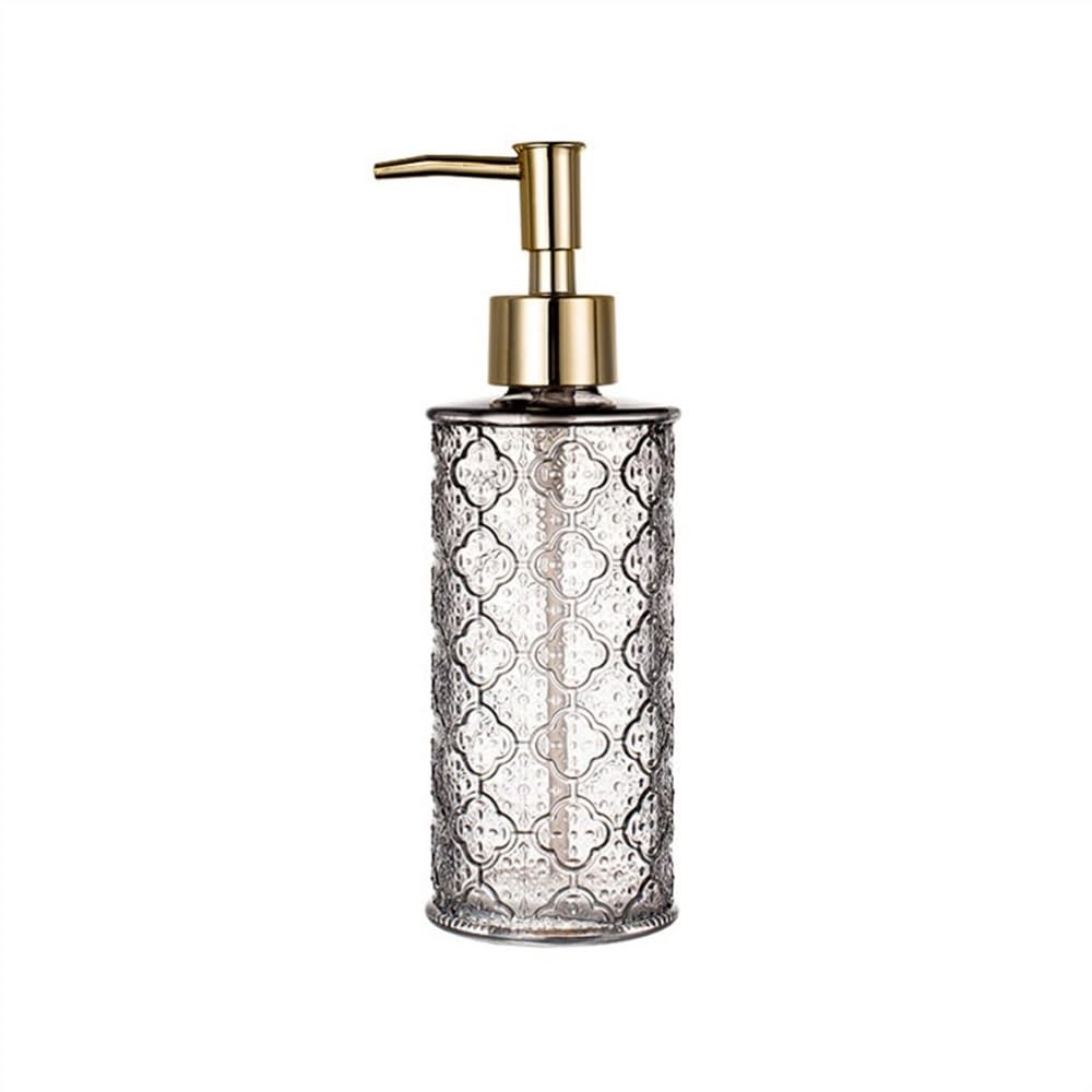 Dispensador de jabón para baño, Botella de loción de Vidrio Vintage, luz para el hogar, Hotel, Gel de Ducha, champú, dispensador de Cocina (Gris)
