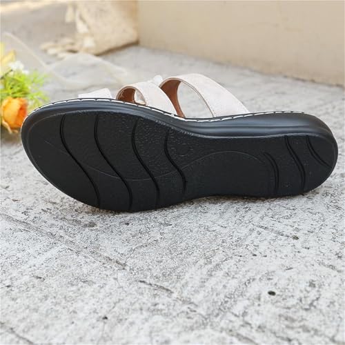 2025 Women's Floral-Embellished Slip on Sandals, Comfortable Low Wedge Slides with Arch Support for Wide Feet, Plus Size4