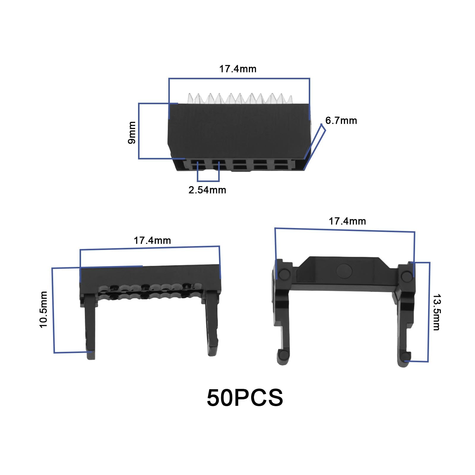 ECSiNG 50Pcs 10Pin IDC Cable Mounting Plug Socket Connector 2.54mm Pitch Female IDC Socket for Connector Cables Electronic Projects Integrated Circuit Boards - Image 4