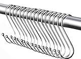 Greengoal 30 Pack Heavy Duty S Shaped Hooks, Rustproof Sliver Finish Steel Hooks Hangers for Kitchenware Pots Utensils Clothes Bags Towels Plants, Silver