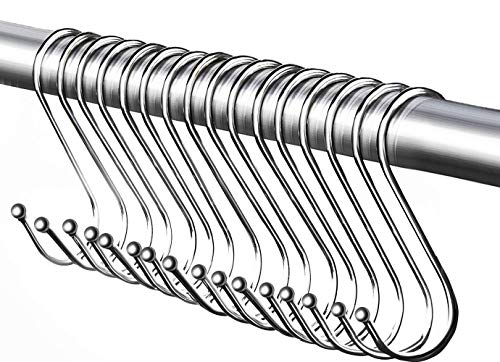 Greengoal 30 Pack Heavy Duty S Shaped Hooks, Rustproof Sliver Finish Steel Hooks Hangers for Kitchenware Pots Utensils Clothes Bags Towels Plants, Silver