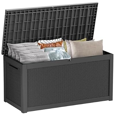 Yardgrace 320 Gallon Lockable Resin Outdoor Storage Box, Waterproof & Weather Resistant Deck Box for Patio Cushion, Garden Tools & Pool Accessories, Black