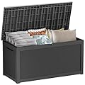Decksplore 320 Gallon Outdoor Storage Box Waterproof Lockable Resin Deck Box Large, Patio Storage Bin for Pool Accessories Cushion Furniture, Garden Tools, UV-Resistant Outside Delivery Black
