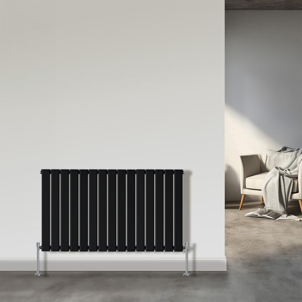 NRG Horizontal Column Designer Radiator Flat Single Panel 600x1020mm Black