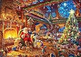 1000 Piece Christmas Puzzle for Adults Christmas Puzzle 1000 Pieces Santa Claus Puzzles Santa's House Oil Painting Puzzles Christmas Jigsaw Puzzle 1000 Pieces for Adults Teens Kids Challenging Gift