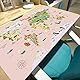 Schreibtischunterlage für Kinder - Weltkarte in rosa mit Tieren und Gebäuden- 70 x 40 cm - Doppelseitige PU-Leder schreibtischunterlage kinder abwischbar - öl- und schmutzabweisend, weicher