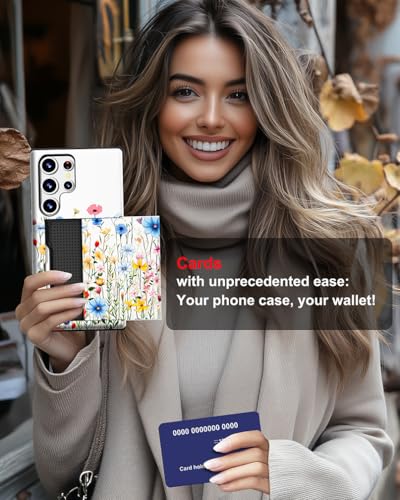 Étui portefeuille Samsung S25 Ultra fleuri idéal pour vos sorties légères