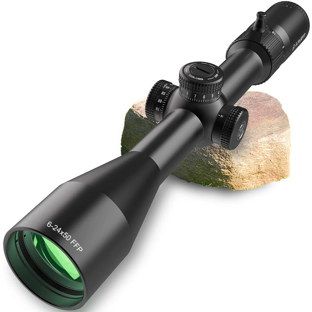 Hunting Rifle Scope - ARORY Tactical First Focal Plane FFP Gun Scopes with MOA Reticle and Parallax Adjustment, Sunshade Included, Waterproof, Fogproof Black Rifle Scope, 30mm Tube