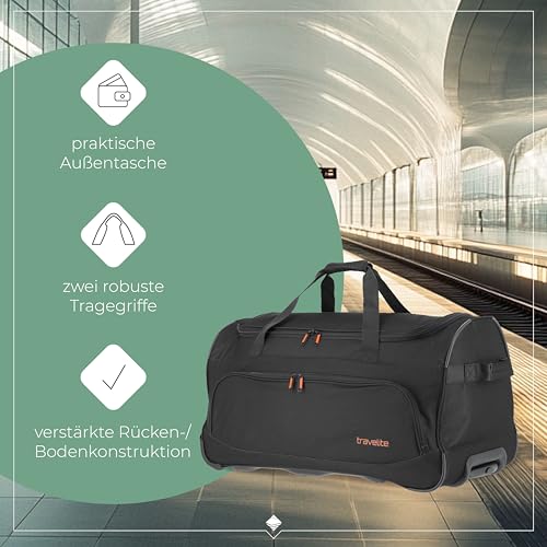 travelite Trolley Reisetasche mit Rollen, Sporttasche Basics Fresh, Weichgepäck Rolltasche groß im sportlichen Design, 71 cm, 89 Liter