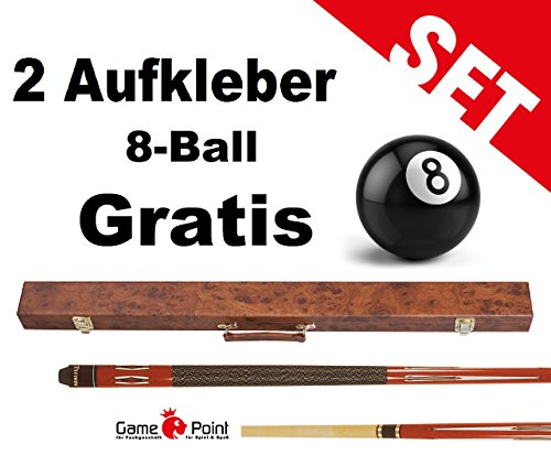 GamePoint Tycoon TC-1 - Palo de billar (147 cm, desmontable en 2 piezas, con estuche Wurzel 1/1), color rojo