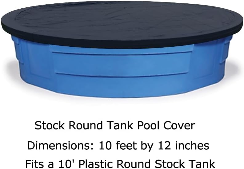 10 Foot Plastic Round Stock Tank Swimming Pool Cover Waterproof Heavy Duty Poly Stock Round Tank Pool Cover