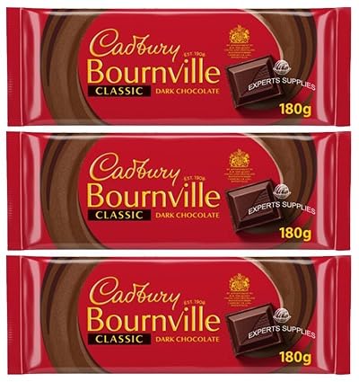 Chocolate Bundle for Cad Bournville Classic Dark Chocolate Bar 180g Pack of 3 Vegan Friendly Treat Gift Hamper For Christmas By Experts Supplies lTD