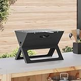 Gecheer Holzkohle BBQ Grill, Faltbarer Grill aus Stahl, 46x30x31 cm, mit verchromtem Griff, für Camping und Garten42004185