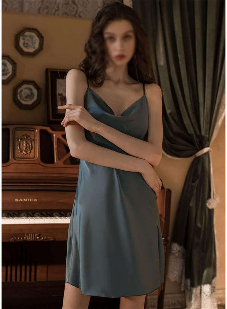 Nightwear sexy pajamas spring and autumn women thin ice silk dangling collar hot sling