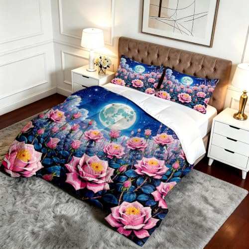 Edredón nórdico suave para cama de 90 a 135 lavable con estampado de rosas 4