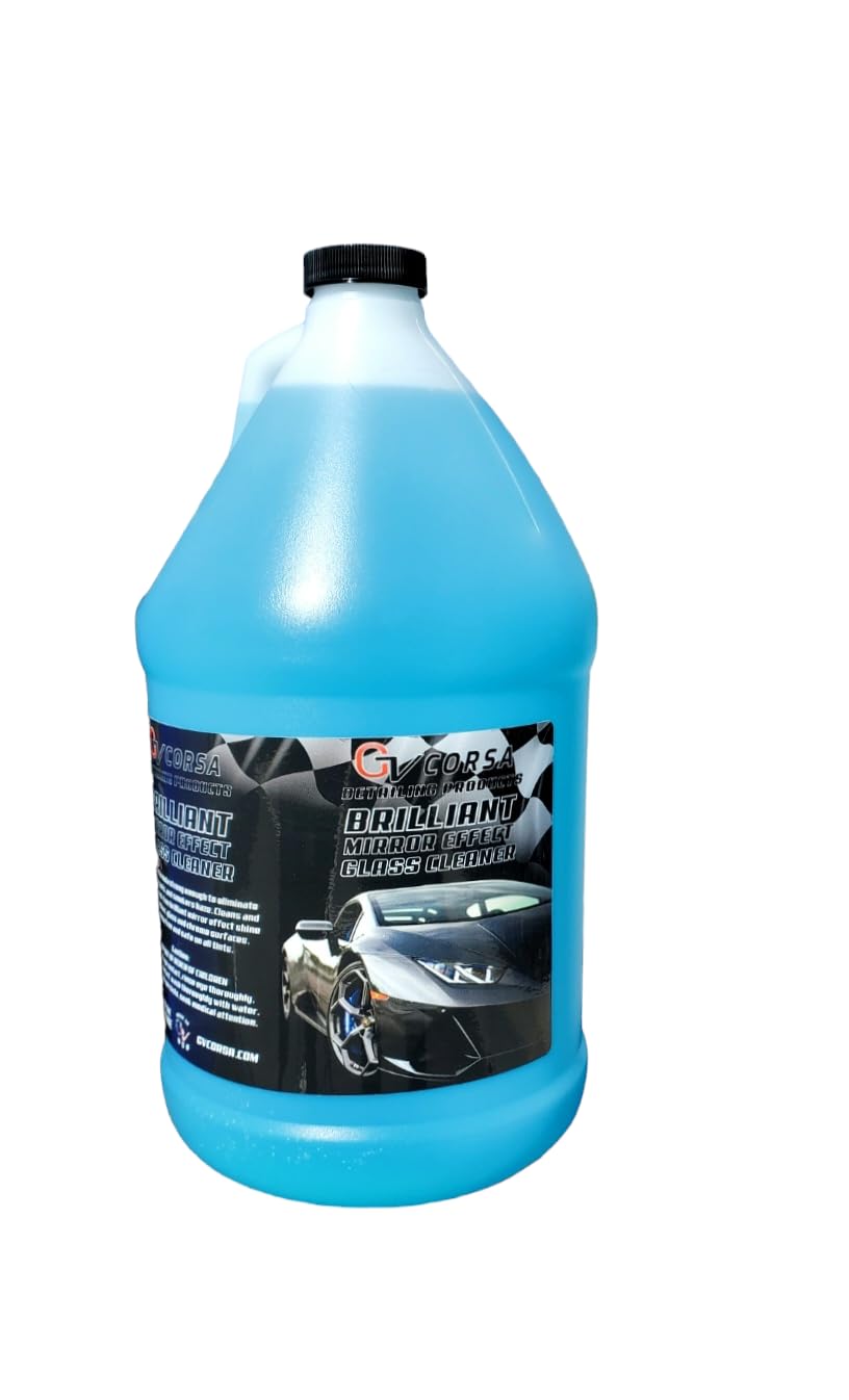 GV Corsa Detailing Products Brilliant Mirror Effect Glass Cleaner 1 Gallon, window cleaner, glass polish, screen cleaner, ammonia free
