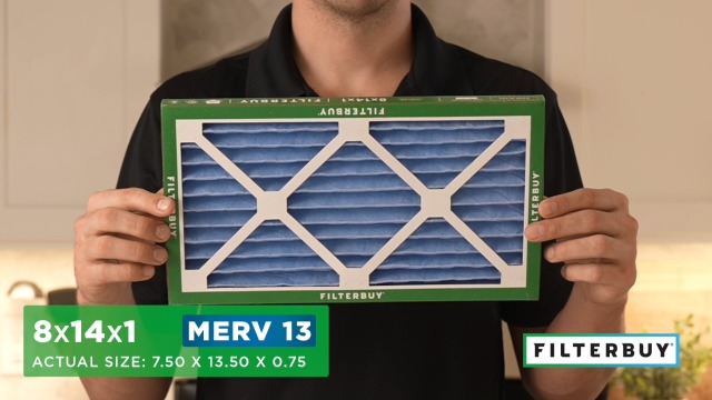 Image of Filterbuy 8x14x1 Air Filter MERV 13 Smoke & Allergy Defense (4-Pack) | Electrostatic Pleated HVAC AC Furnace Filters Replacement, Made in USA (Actual Size: 7.50 x 13.50 x 0.75)