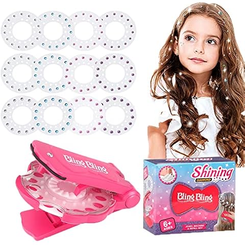 Aonuily Hair Bedazzler, Hair Gem Stamper with 180 Hair Gems Hair Blinger Bling for Girls Kids Sparkling on Braided Hair (Hair Bedazzler Kit) Cover