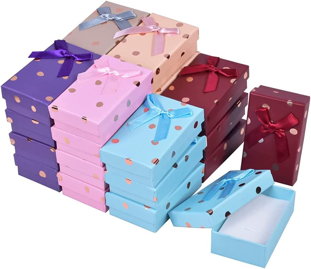 Jewellery Gift Boxes x24 Polka Dot Elegant Gift Box Luxury Rectangular Bow Gift Boxes for
