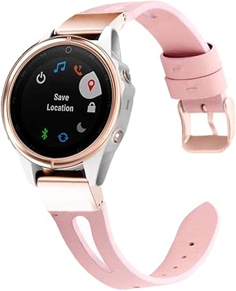 Abanen Leder-Uhrenarmbänder für Fenix 7S / Fenix 5S / Fenix 6S, Quick Fit 20 mm Edelstahl Hybrid PU Leder Damen Armband für Garmin Descent Mk2S, Fenix 5S Plus, Fenix 6S Pro