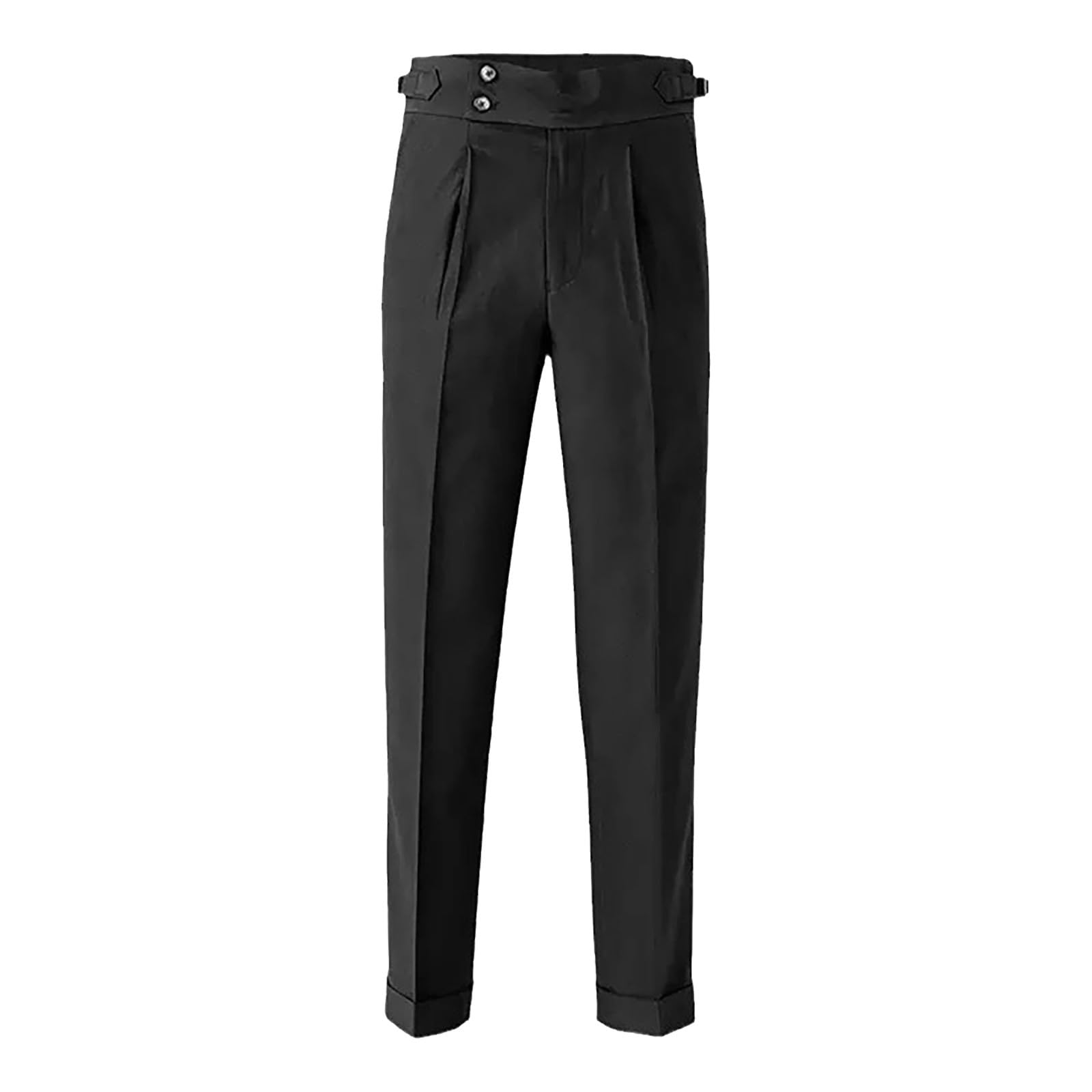 Générique Pantalon de Costume pour Homme Coupe Slim Taille Haute avec Petit Pied et Jambe Droite en Couleur Unie