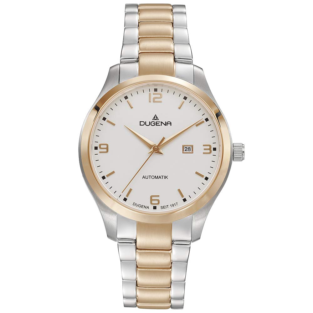 Dugena Damen Automatik Armbanduhr, Saphirglas, Edelstahlarmband, Tresor Woman Automatik, Silber/Gold, 4460914