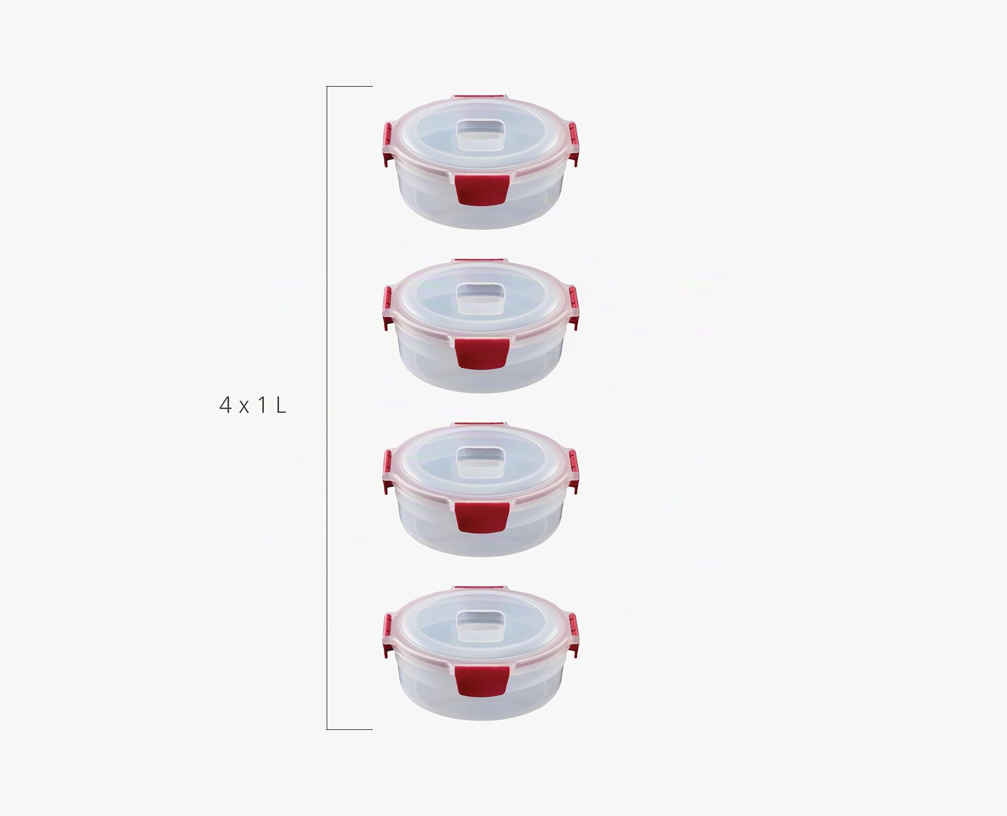 Joseph Joseph Nest Lock, 4 Stück Rund Kunststoff Küche Lebensmittel Lagerung aufbewahrungsbox mit Deckel, auslaufsicher, luftdicht, platzsparend, BPA frei, 1L (Packung mit 2)
