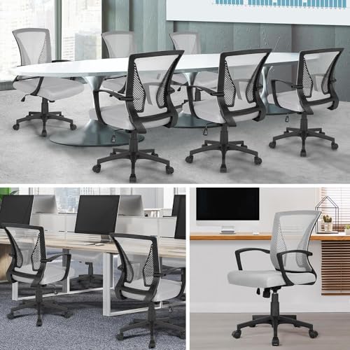 Yaheetech Bürostuhl Ergonomisch mit Netzbespannung Atmungsaktiv, Grau – Ansicht 3