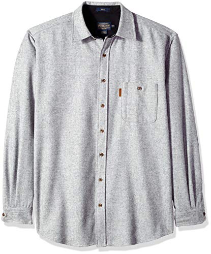 Pendleton Men's Size Long Sleeve Button Front Trail Shirt, Grey Mix Solid, XXL-Tall