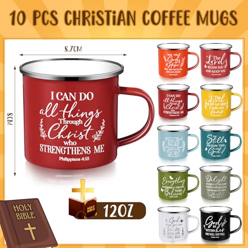 Set de 10 tazas de café cristianas de esmalte 12 oz miniatura 2