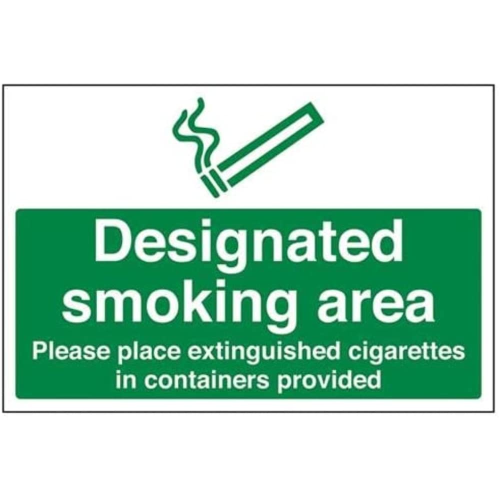 V Safety Place Cigarettes In Container Provided Prohibition Sign - 300mm x 200mm - 1mm Rigid Plastic