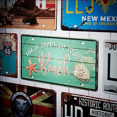 Image of Eazywagon Life is short, Go to the Beach Multipurpose Metal Signs - License Wall Plate, Decorative Car Tag - Ideal for Cafe, Restaurant, Shop, Home, Hotel, Club, Office, Living Area - Design Plaque