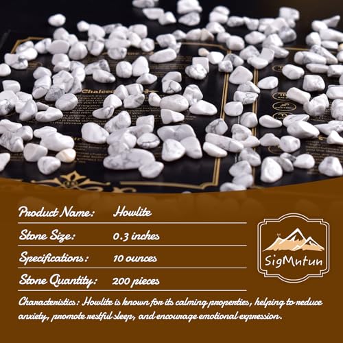 Image of Polished Howlite Crystal Chips Bulk 200 Pcs - 0.3 inch Small Tumbled Stone Chips Rocks, 10 oz Crushed Sea Glass Vase Filler Stones for Healing, Reiki, Crafting, Home Decor