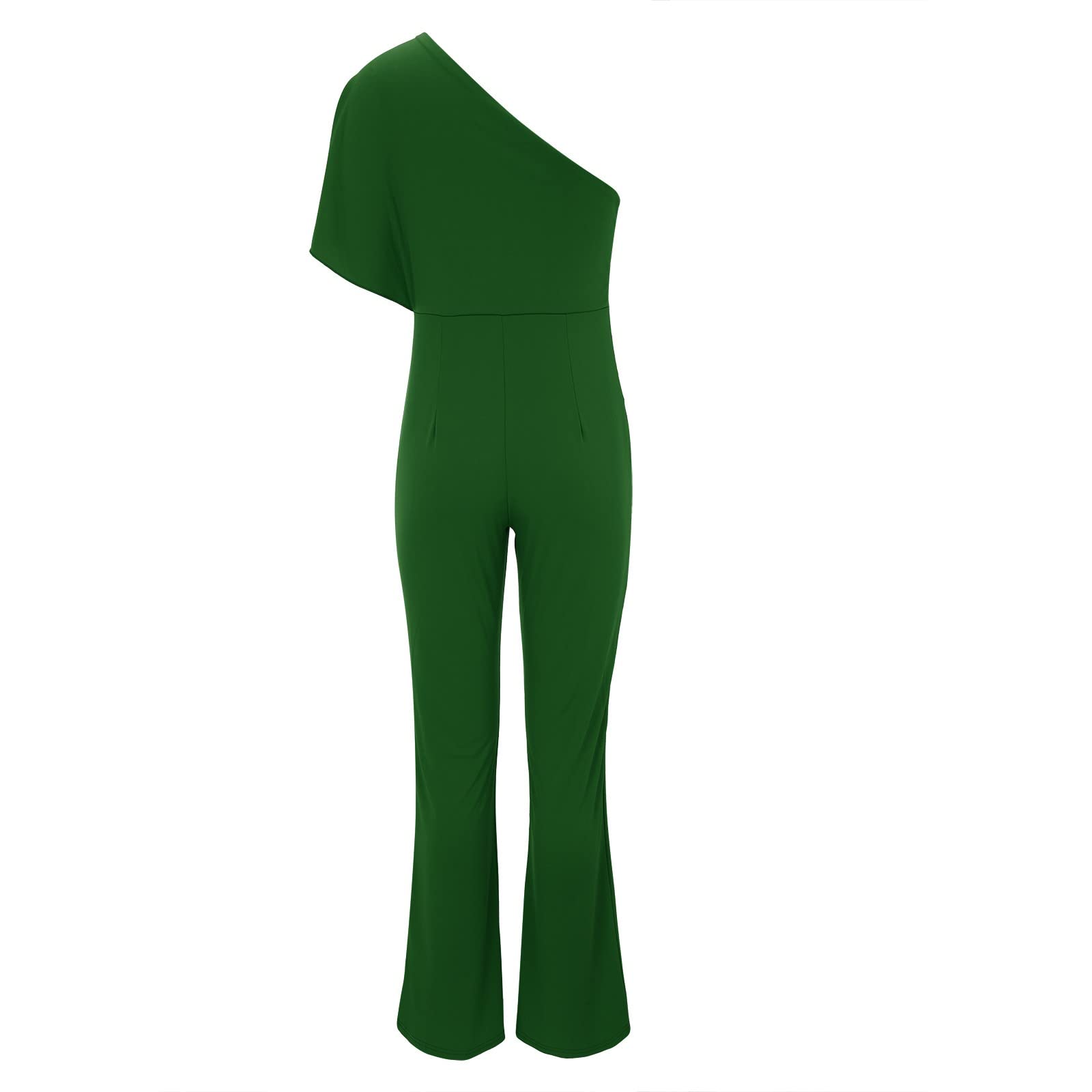 Generisch Tuta da donna con pantaloni, per matrimonio, con maniche a mantello, a gamba larga, sciancrata, tinta unita, elegante, per serate e feste
